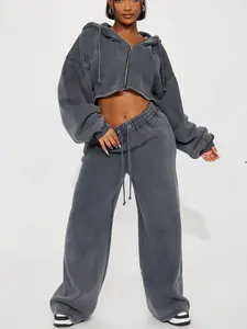 On The Go Fleece Pant Set - Charcoal