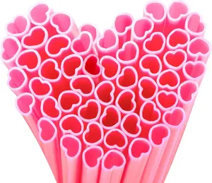 50pcs Heart-Shaped Pink Straws • Individually Wrapped 8mm Disposable Drinking Straws • Cute Party Straws for Galentine’s Brunch, Cocktails, Birthdays, Pastel Weddings & Bridal Shower Decor