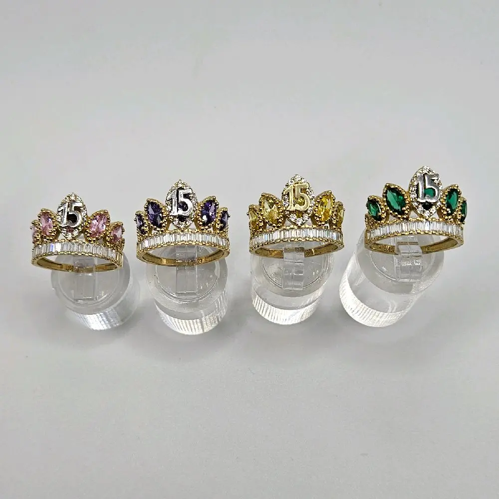 14k Solid Gold 15 Años Crown Rings All Size 8.5 US