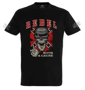 Rebel With A Cause Shirt CSA Skull Southern Flag Tshirt Retro American History Pride Tee Confederate Heritage Tees Dixie Legacy Unisex T-Shirt For Summer Patriotic Oversized Graphic Streetwear Politics The South Classic Menswear Gift For Him Men Women
