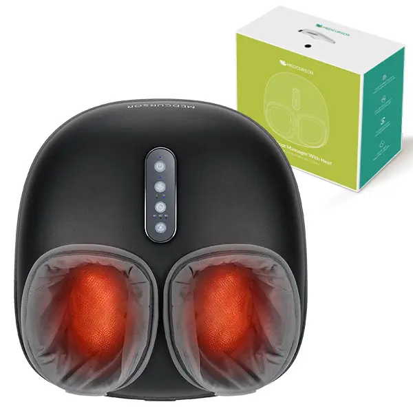 Medcursor Foot Massager with Heat - 3D Full Wrap Massage for Tired Muscles & Plantar Comfort - Portable Quiet Design with Removable Zippered Foot Sleeve - Ideal Gift for Relaxing Therapy Foot Rollers