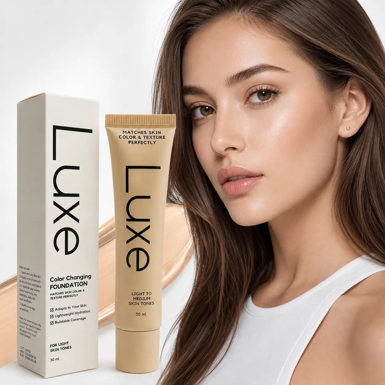 Color-Changing Foundation, Self-Adjusting Tone-Matching Liquid Makeup for Women with Lightweight Hydration, Buildable Coverage and a Natural Dewy Finish, Light and Medium Shades, 30 mL
