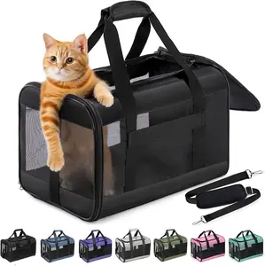 Conlun Cat Carrier Soft-Sided Dog Carrier with Inner Safety Leash Collapsible Travel Bag for Small-Medium Cats and Puppies up to 15 Lbs Springtok Pet Essentials Airline Approved Durable Polyester Steel Frame Breathable Mesh Windows Easy Storage