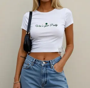 Who’s Your Paddy St Patrick’s Day Baby Tee, Y2K Top, 2000s Shirt, St Pattys Shirt, Shamrock Shirt