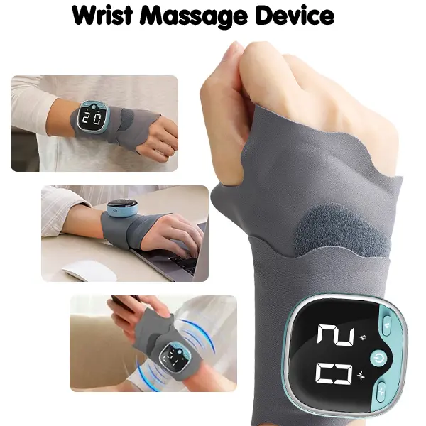 Cordless Rechargeable Hand Massager with Heat - USB-C, Strap-On, 5 Modes, 9 Levels for Arthritis & Carpal Tunnel Relief, Desk Use, Ideal Gift for Men & Women