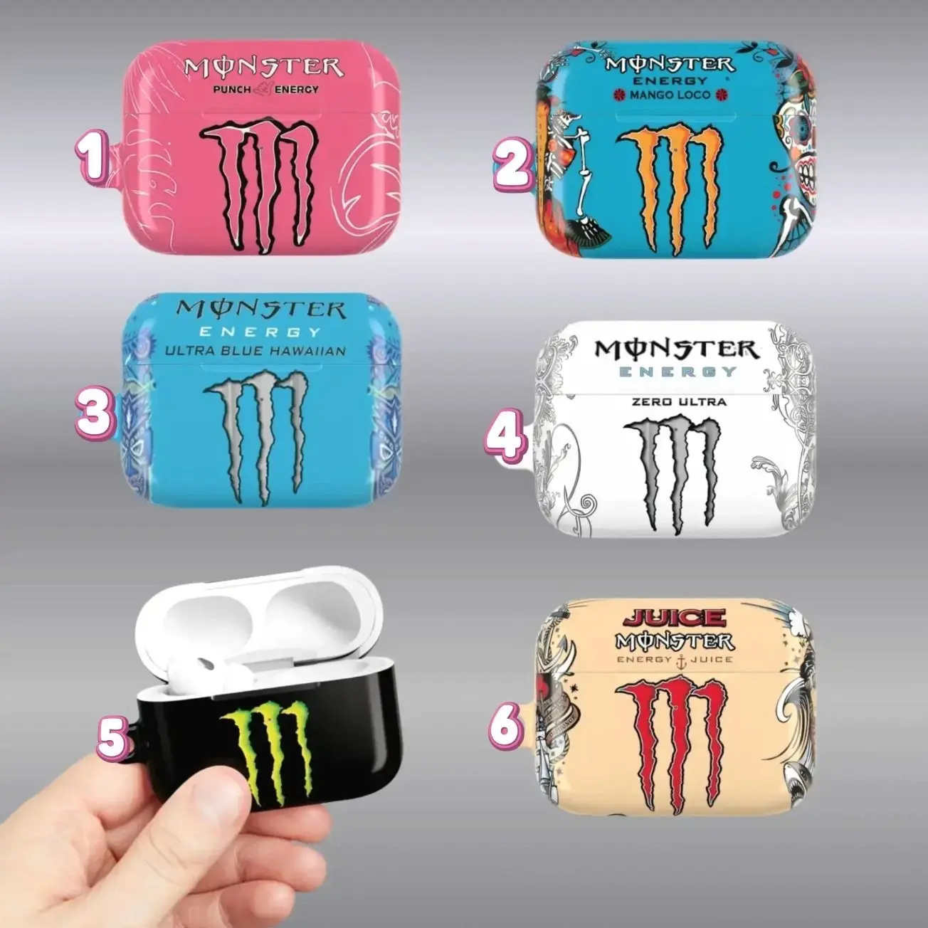 Monster Energy Drink AirPods Case, Trendy Airpods Case for all Airpods Gen 1 2 3 4 & Pro 1, 2, 3 Aesthetic Air Pods Case Cover Protective
