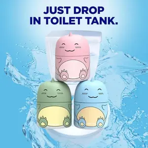 3PCS Toilet Bowl Cleaner Bottle, Cute Dinosaur-Shaped Bathroom Toilet Tank Cleaner with Ocean, Jasmine, and Peach Scent