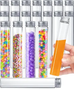 Berenti 20 Pcs Plastic Test Tubes with Caps (115ML) - 187.9 x 30mm (LxW) Clear Tubes as Storage Containers for Scientific Experiments, Halloween, Christmas, Birthday Gifts, Home & Party Décor