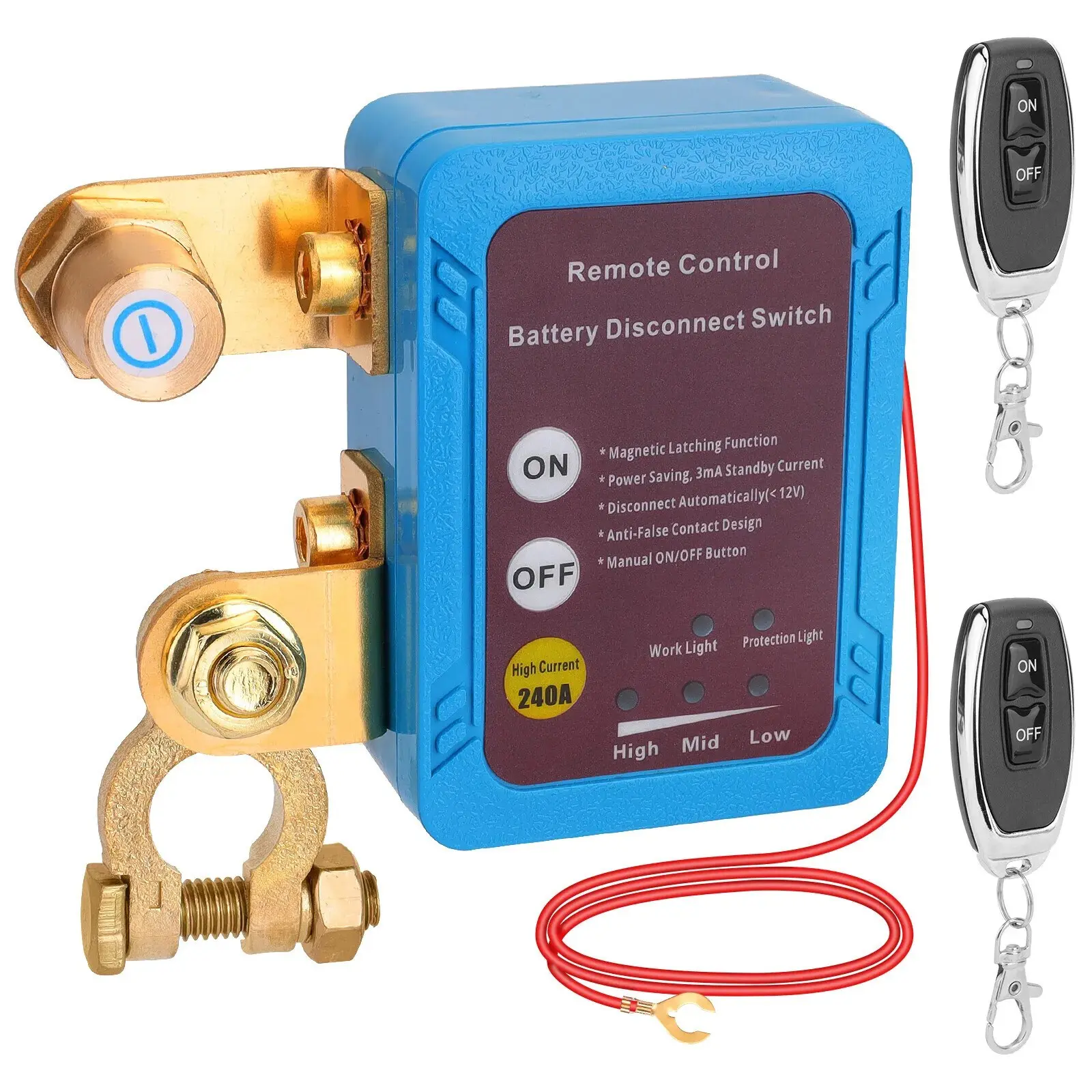 Car Battery Disconnect Switch 12V 240A - Remote Control Safety Cut Off for Vehicle Anti-Theft & Long Term Storage Auto Replacement