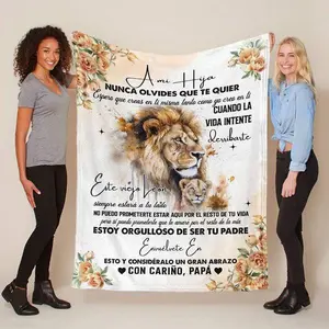 A Spanish letter and a blanket from dad to his daughter，Blanket for My Daughter, Personalized Spanish Blessing Message Blankets, Super Soft Sofa Blanket for Winter, Birthday, Christmas, Halloween Gifts for Daughter