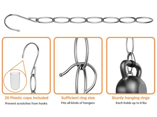 NiHome Clothing Chain Hanger 10-Pack, Metal Closet Hanging Organizer Space Saving Hangers ,College Dorm Room Essentials, for Home, Office & Travel NiHome Clothing Chain Hanger 10-Pack, Metal Closet Hanging Organizer Space Saving Hangers ,College Dorm Room Essentials, for Home, Office & Travel