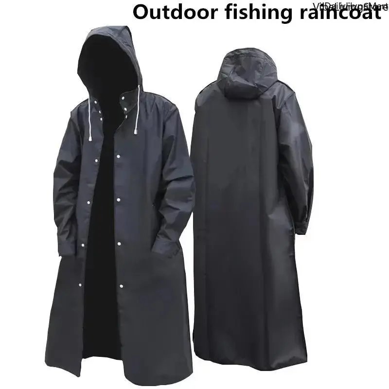 Unisex Waterproof PVC Raincoat - Long, Hooded Outdoor Coat for Hiking, Travel (Waterproof Clothes for Men, Women)