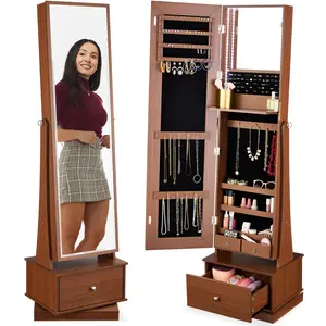 Best Choice Products 360 Swivel Standing Mirrored Jewelry Cabinet, LED-Lit Makeup Organizer w/ Mirror Best Choice Products 360 Swivel Standing Mirrored Jewelry Cabinet, LED-Lit Makeup Organizer w/ Mirror