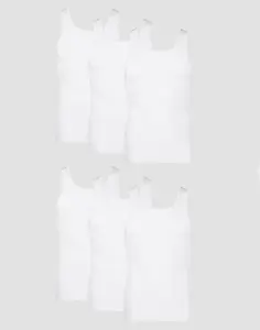 Hanes Men's Cotton Tank Undershirt Moisture-wicking White Underwear Multi Pack Comfortable Fit Soft Stretch Fabric Breathable