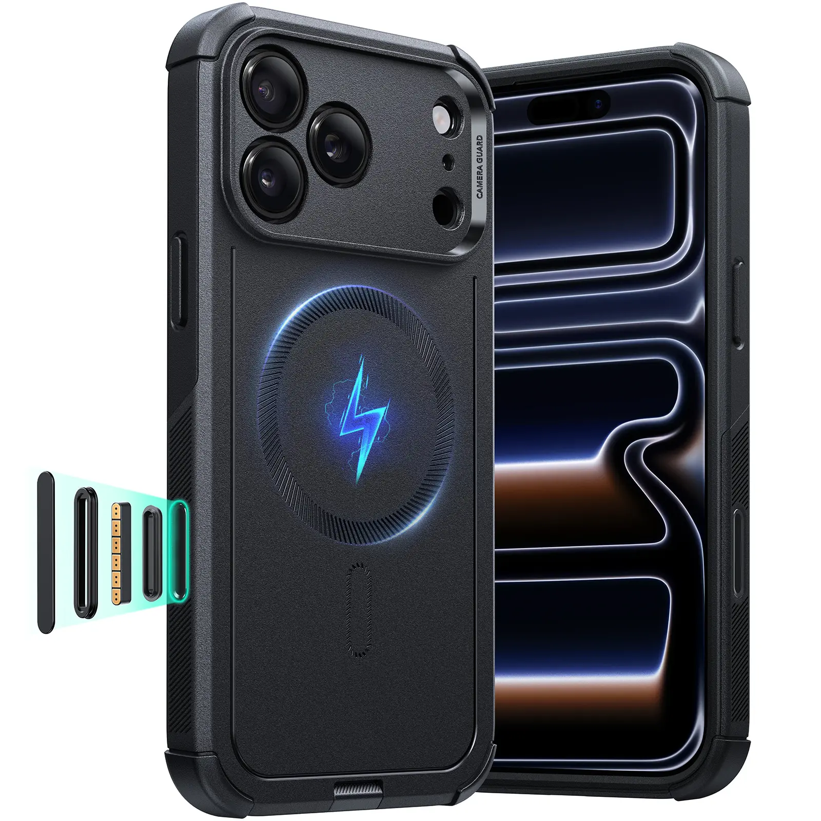 ESR for iPhone 17 Pro Max/iPhone 17 Pro/iPhone 17 Air/iPhone 17 Cyber Tough Magnetic Case with Camera Control, 23-Foot Military-Grade Shock and Drop Protection, Compatible with MagSafe Accessories, Magnetic Cyber Series