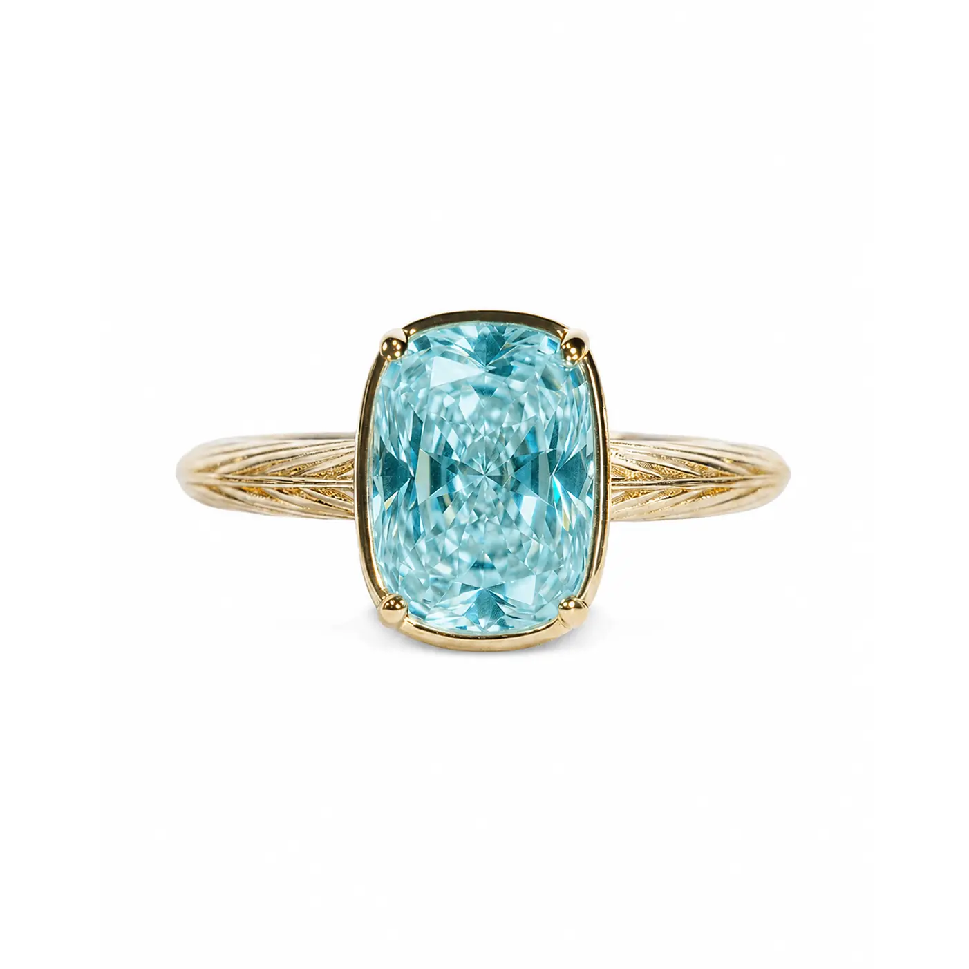 Sterling Silver Mini Aquamarine Elongated Cushion Ring