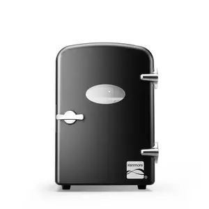 Kenmore 6 can Mini Refrigerator: Countertop Tiny Fridge for Skincare & Makeup, 40°F Cooling, Black, 0.14 cu ft Capacity