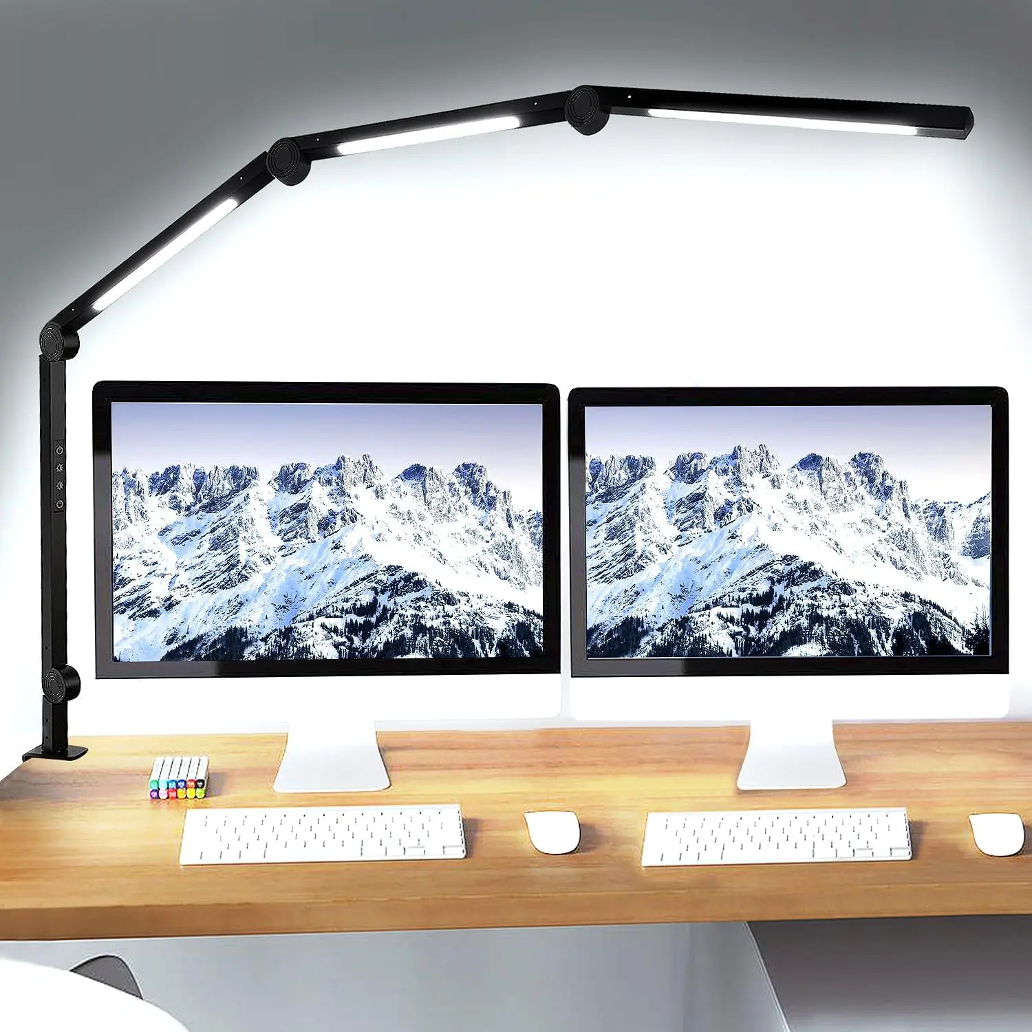 SEGRASS Clamp Base Non-Smart LED Table Lamp - Compact, 4-Section Adjustable Swing Arm, 4 Color Temp Modes, 5 Brightness Levels, Eye-Caring, Memory Function, Soft Lighting, Accordion Fold Reading Light, Low Voltage DC Power Supply, Office Desk Accessory,so