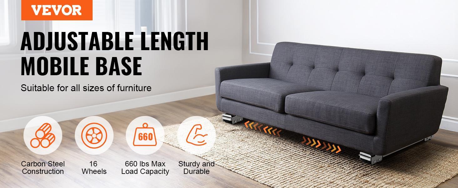 VEVOR Heavy Duty Furniture Appliances Rollers, TikTokShopBlackFriday, 660 lbs Total Load, Extendable Appliance Rollers Mobile Washing Machine Base, Fridge Stand Dolly Movers for Refrigerators, Dryers, Dishwashers, White