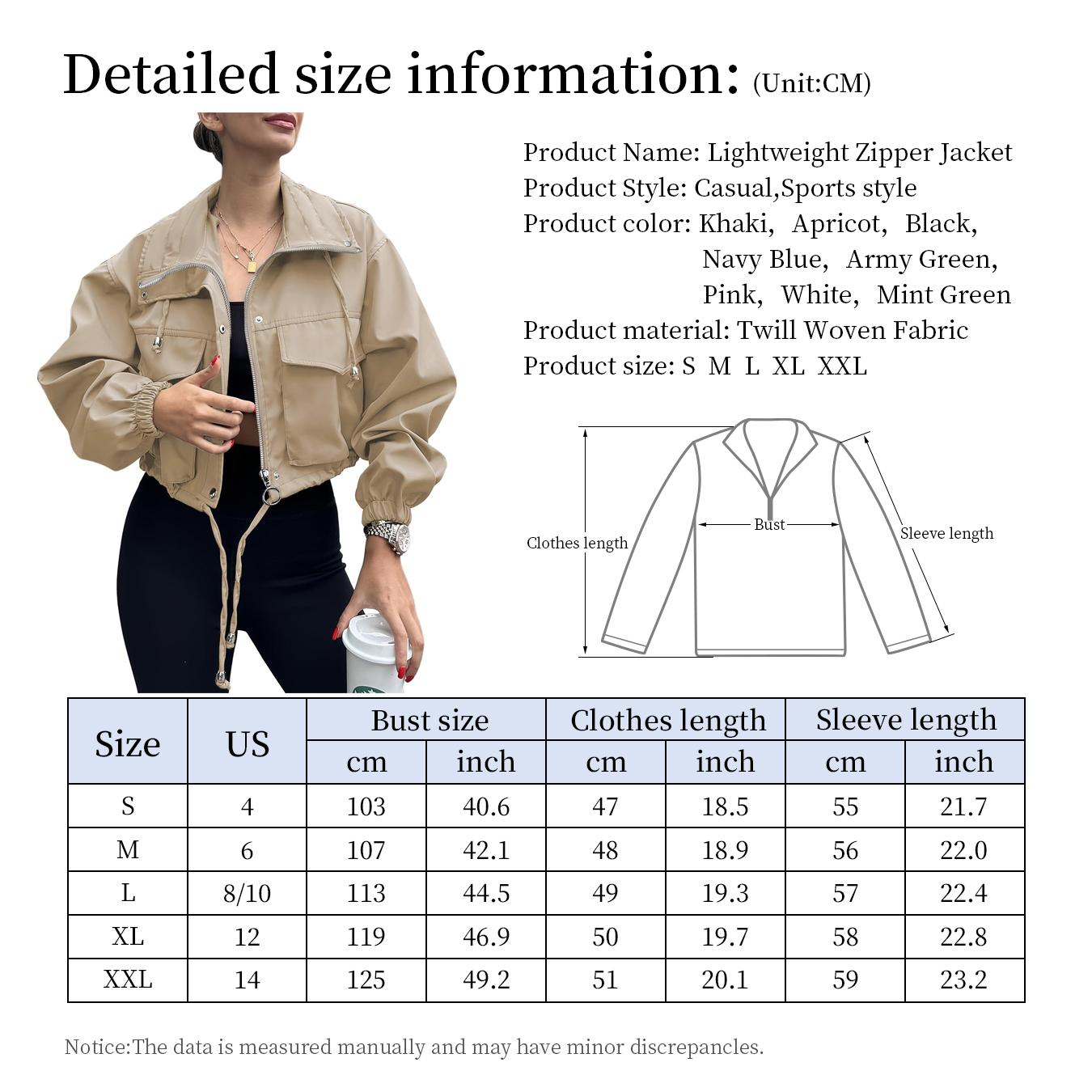 ASWULK Women's Cropped Jacket Zip Up Lightweight Oversized Utility Coat with Pockets for Spring and Fall Wear Adjustable Drawstring Snap Button Zipper