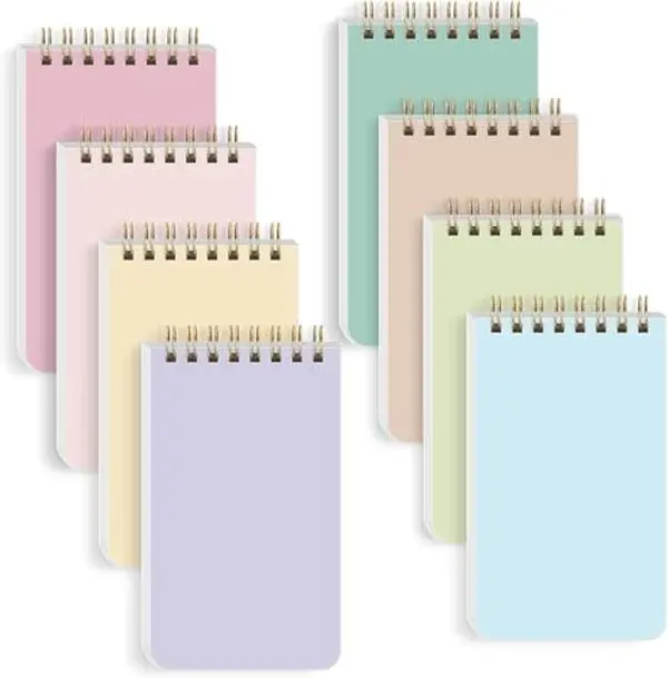SKYDUE Small Notebooks, Cute 3x5 Pocket Notepads, Mini Spiral Notebook with Lined Pages Nursing School Essentials, School Office Supplies Set Of 8
