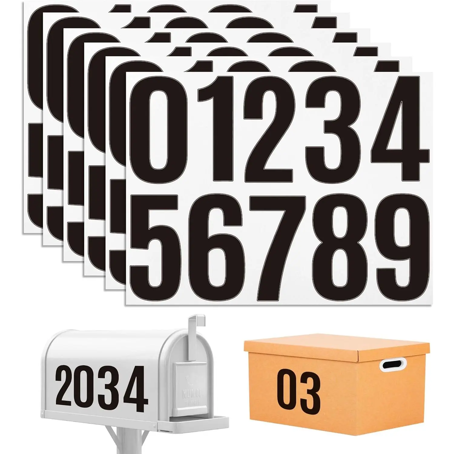6 Sheets Mailbox Numbers Stickers 60 count 4 Inch  Viny Self Adhesive House Number Decals Anti Fading Number Signs for Signs  Home Doors Business Address Number Residence (Black)
