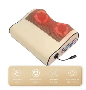 Electric Neck and Back Massage Pillow with Shiatsu Deep Tissue Massager, Dual Heads, Heat Therapy, Portable, Ergonomic Design for Relief