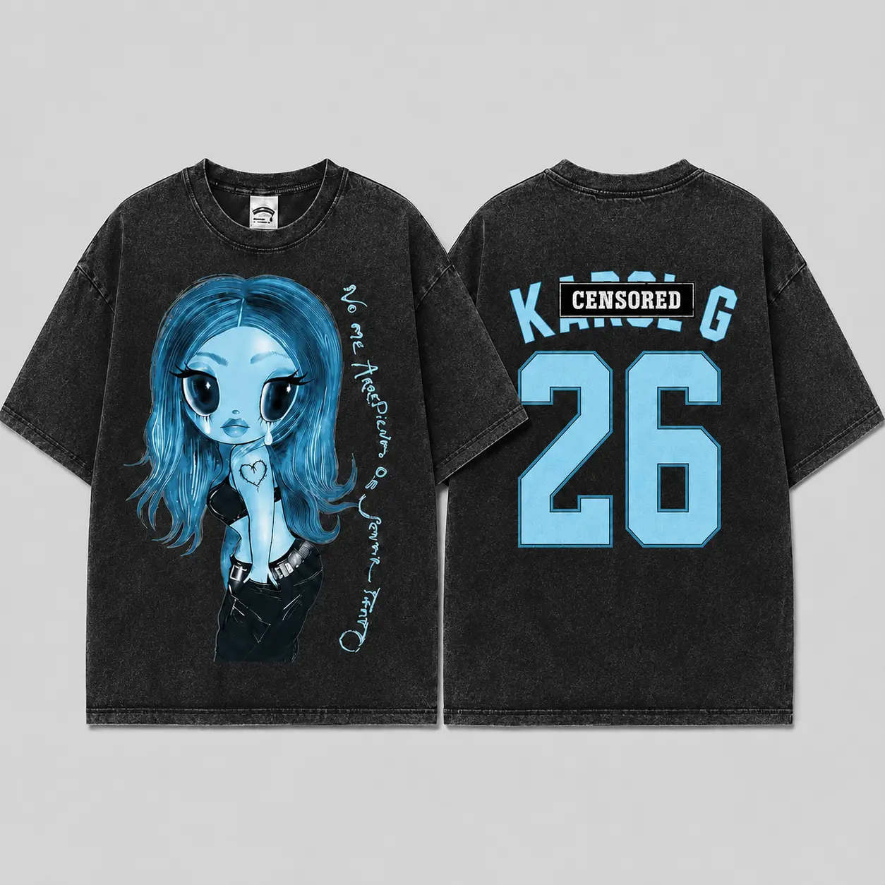 Ver 10 Karol No Me Arrepiento De Sentir Tanto Unisex Oversized Premium Cotton T-Shirt, La Bichota Vintage Music Merch T-Shirt, Music Latin Style, New Album Gift For Fans