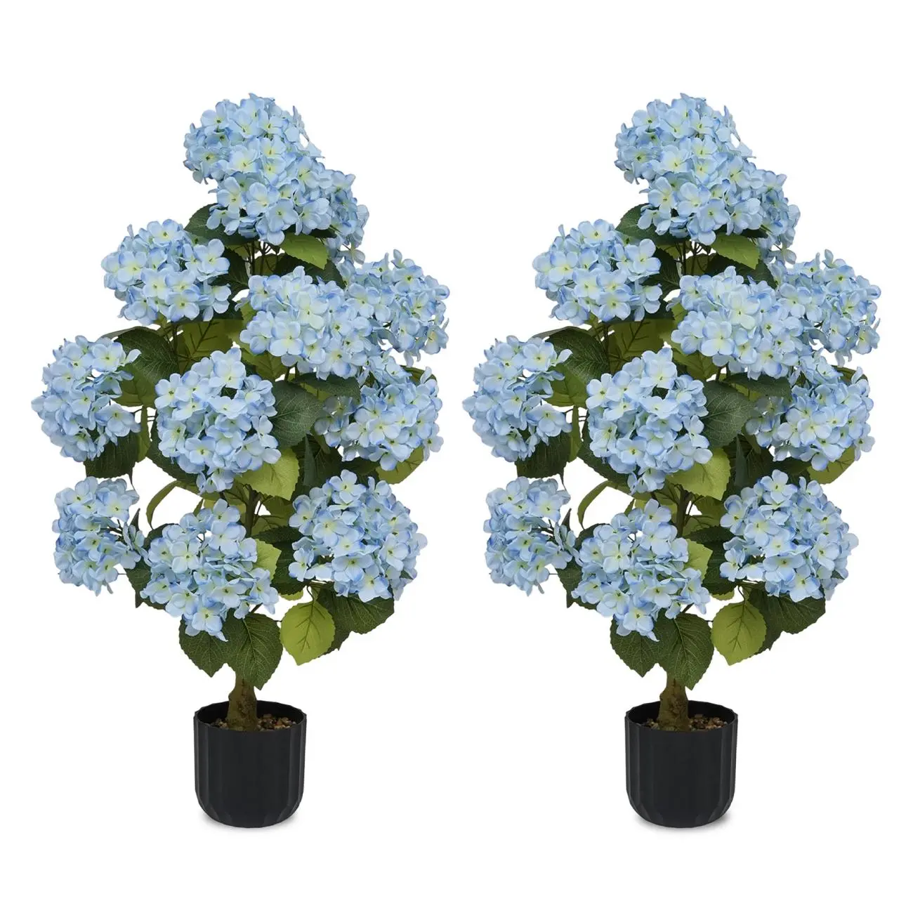 2 Pcs 3ft Artificial Hydrangea Flower Pot, Realistic Silk Hydrangea Flower Tree with Decorative Pebbles and Planter, Suitable for Home, Office, Patio, Porch, Indoor and Outdoor Decoration,dorm decor,dorm room decor