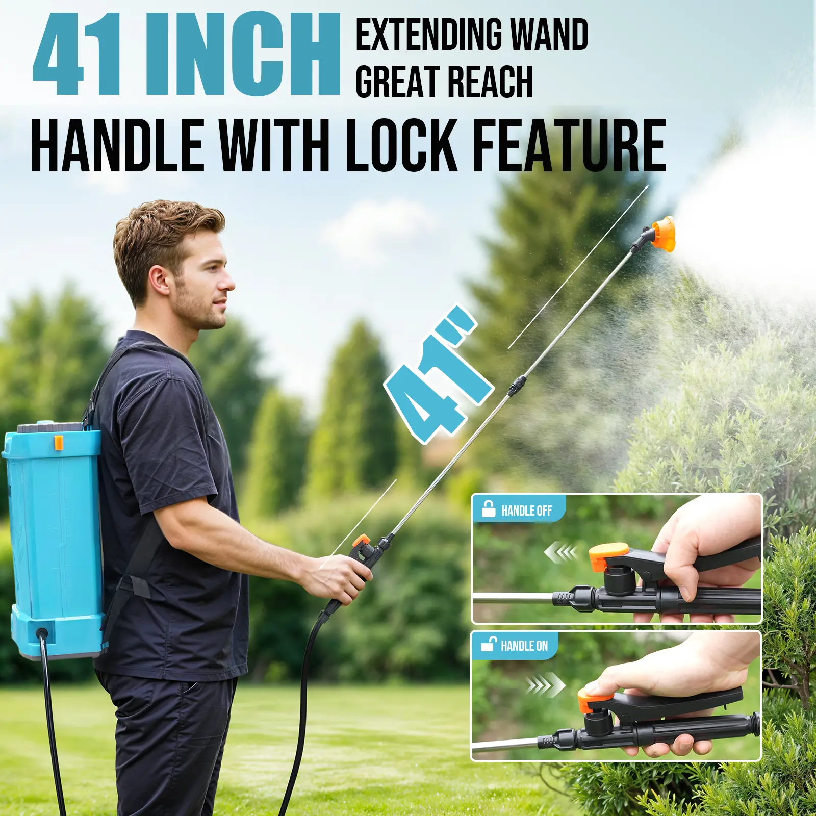 【DealsForYouDays】SideKing Battery-Powered Backpack Sprayer, 4Gal 120PSI Energy-Efficient Electric Garden Sprayer with Adjustable Pressure, 5 Nozzles, 41-in Extendable Wand, Lock Feature, Lightweight Design for Home & Commercial Use Lawn Weed Control
