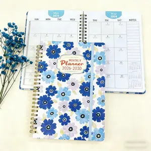 Blue Flower 2026-2030 Daily Plan Notebook A5 for Long Term Goal Setting & Recording Organizing Thoughts and Achieving Objectives planners for 2026 bullet journal Calendar January Chalkboard Calendar