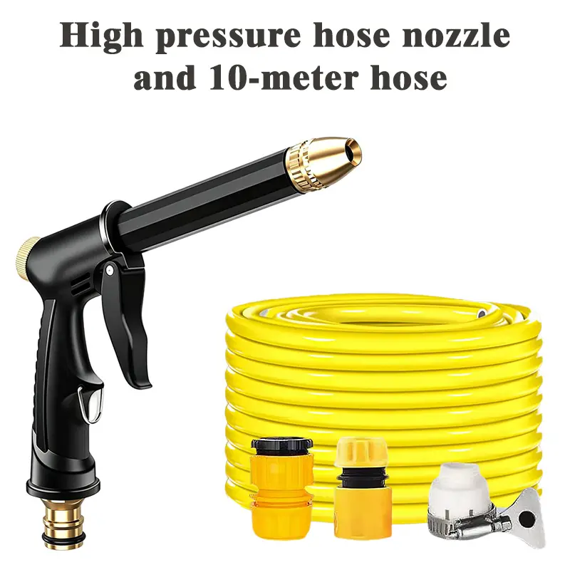 Upgraded High-Pressure Hose Nozzle with Booster Attachment, 10m Hose, Car Cleaning Products for DIY Car Care, Patio & Plant Maintenance, Pet Washing Tool
