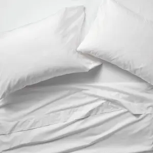 Queen 400 Thread Count Percale Sheet Set White - Casaluna