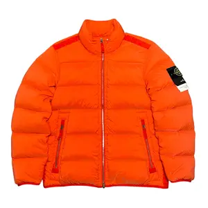 Men's Stone Island Seamless Tunnel Nylon Down TC Jacket with Zipper, Lobster Red