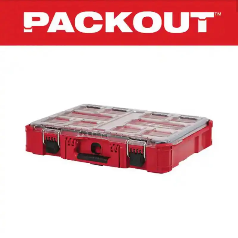 Milwaukee PACKOUT Series 11-Compartment Impact-Proof Portable Tool Organiser, Hardware Small Parts Storage Container for Tool Organization Needs, Tool Organisers Workbench Toolbox