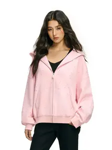 FDR Confetti Dot Rhinestone Star Zip Up Hoodie