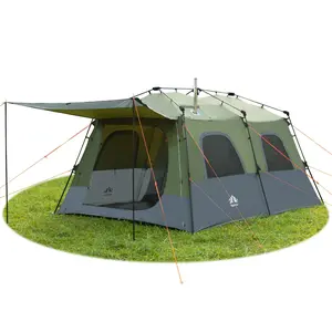 Night Cat 8-Persons Camping Tent: Large Waterproof Instant Cabin Hot Tent with Canopy and Stove Jack for Family Glamping