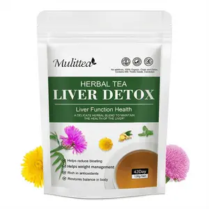 Mulittea Liver Detox Tea with Dandelion Root, Milk Thistle & Turmeric for Colon Liver Cleanse, Support Gut Health, 42 Days Supply