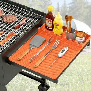 Silicone Griddle & Grill Side Mat, Waterproof Oil-Proof Sauce Resistant Spatula Drain Pad, Easy to Clean Multi-functional Mat for Grilling Area Kitchen Cooking Countertop & Flat Top, Multi-Functional Use, Oil-Resistant