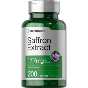 Horbäach Saffron Extract Supplement | 177 mg | 200 Capsules | For Women & Men | Non-GMO, Gluten Free