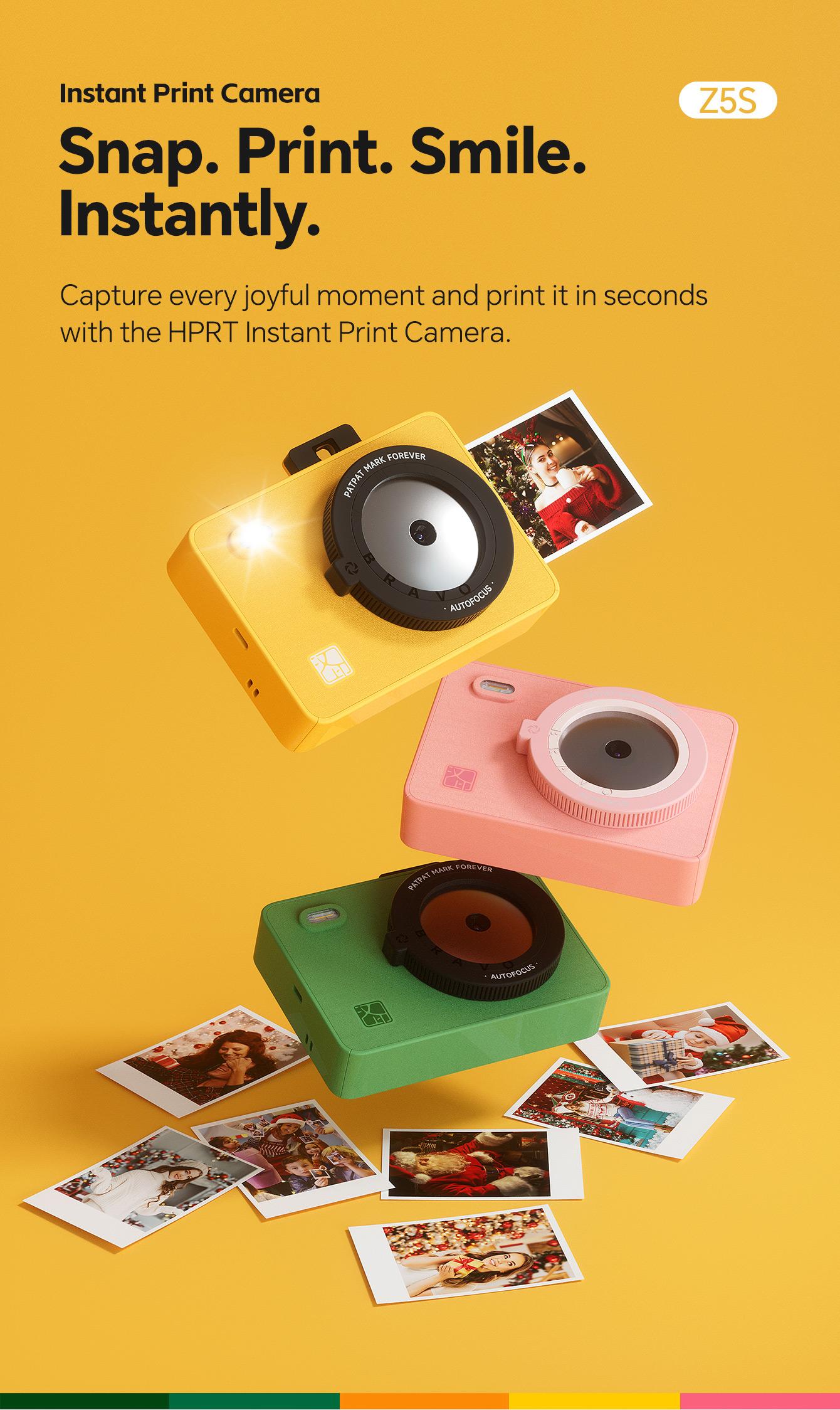 Hanin Instant Print Camera & 2x3 Portable Bluetooth Photo Printer for iPhone & Android, Full-Color Dye-Sub Ink-Free Printing, Print from Phone or Camera, for Travel, Party, Couple & Family Photos, GiftedInLove