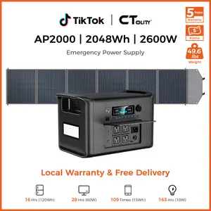 [Springglowup][Camping Essentials 2026/Camping Gear] Ctolity 2048wh Solar Generator 2400w Powerbank Lfp Battery & 200w Solar Panel Ups Portable Power Station Rv Energy Storage Road Trip Essentials Fast Charging Off Grid Living Battery Backup For Home