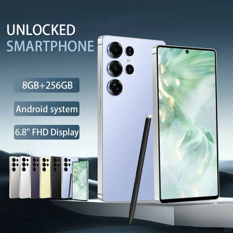 8+256GB Unlocked Smartphone, 6.8" HD+ Display, I24 5G Ultra Unlocked Phone, Built in Pen, 6000mAh Battery /Face ID+Fingerprint Lock/Dual SIM
