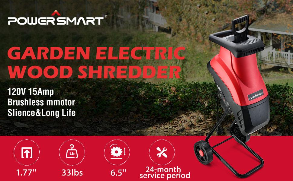 PowerSmart Wood Chipper Electric, 15-Amp Motor with Collection Bag,High Efficiency,Easy to Use,Safety Features,Quick Start,Low Noise,Easy Assembly,Stable Base,Auto-Feed,Quick Clean-Up,Advanced Safety, PS10A