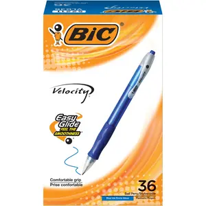 BIC Velocity Retractable Ballpoint Pens, Medium Point (1.0 mm), Blue Ink Pens, 36-Count Pack