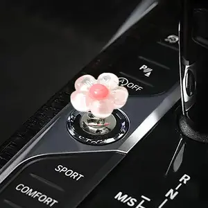 Push to Start Button Coer,Engine Start/Stop  Flower Starter Coer,Pink  Accessories, Decor for Women(Pink