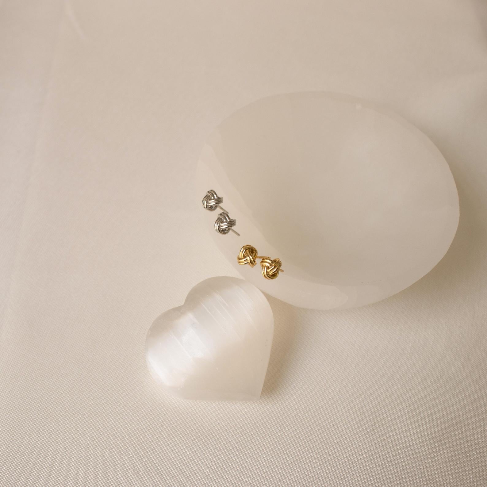 Love Knot Studs by Caitlyn Minimalist - Dainty Knot Stud Earrings in Gold & Silver - Minimalist Jewelry - Perfect Mother's Day Gift for Her