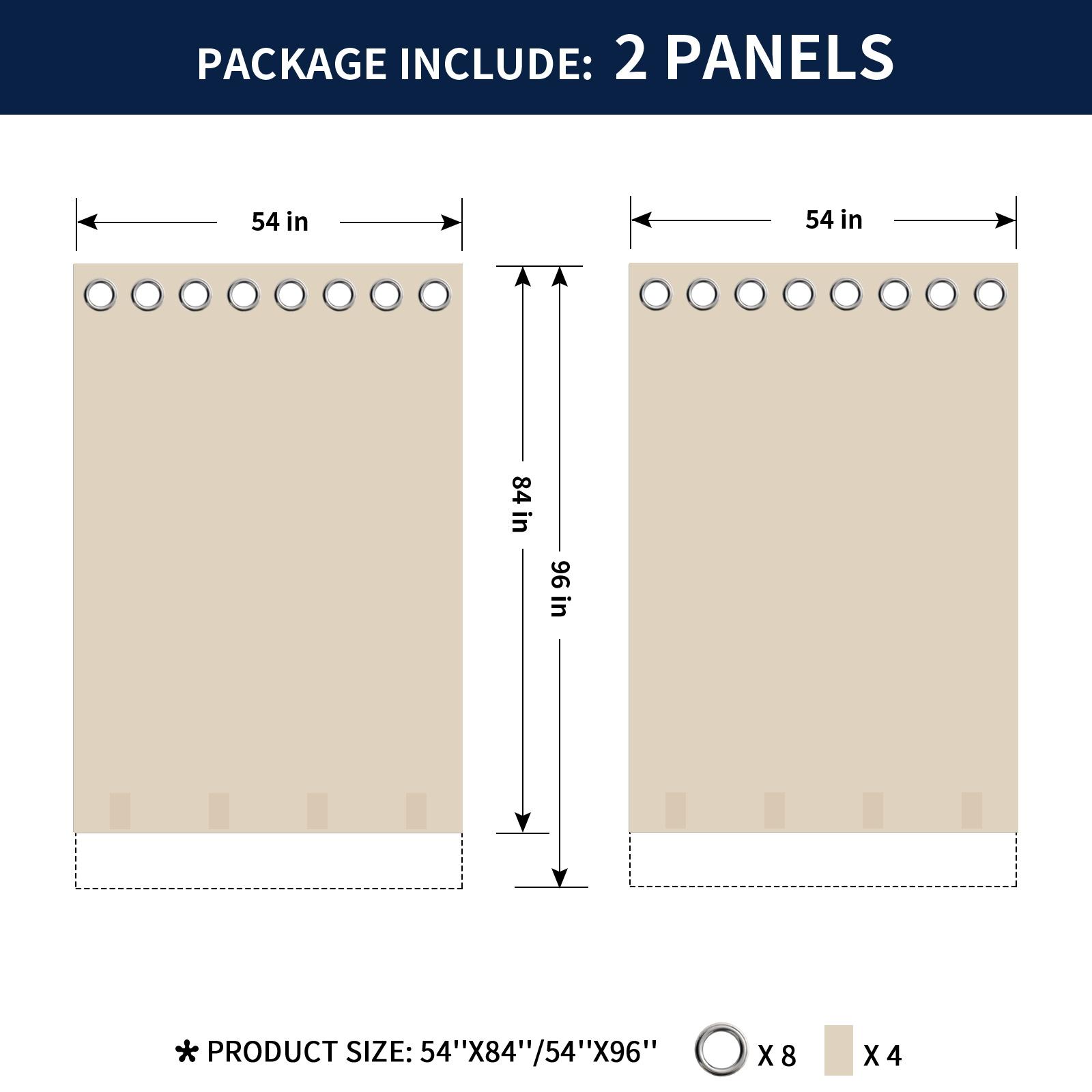 Easy-Going Outdoor Curtains Waterproof Windproof Weatherproof Curtain for Patio, Cabana, Porch, Pergola and Gazebo, Grommet Top and Tab Bottom Drape