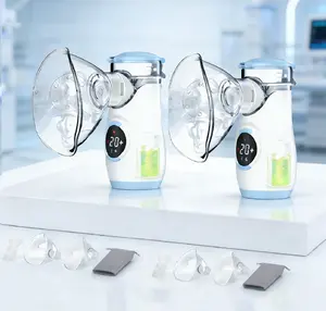 Mayluck 2 PCS Portable Mesh Nebulizer with Auto-Cleaning & Intuitive LED Interface Rechargeable Handheld Humidifier for Adults Kids Quiet Operation for Respiratory Care at Home Travel