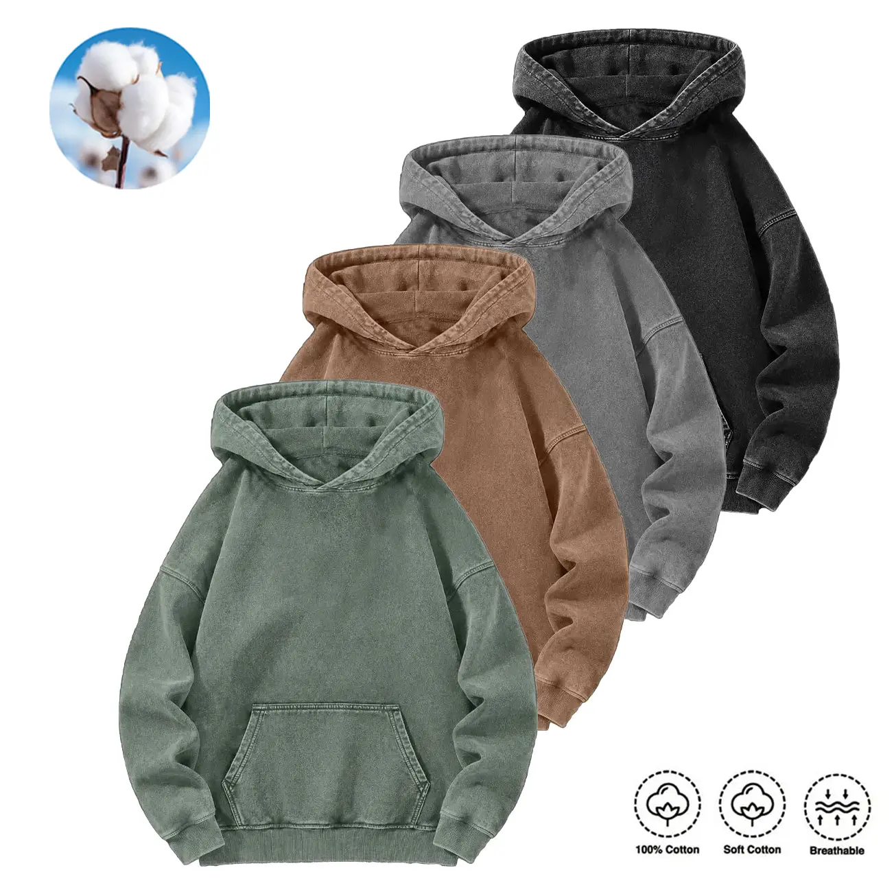 100% Cotton Soft Breathable Hoodie in Multiple Colors for Comfortable Wear clothes men fashion hoodies fall  men's dad gift
